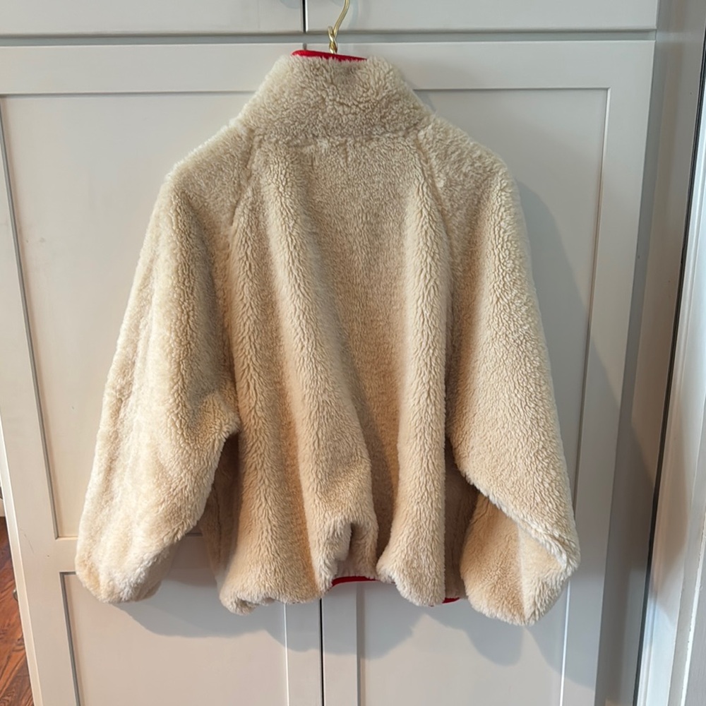 Rumored Cream Teddy Jacket with Red Trim - Picture 3 of 3